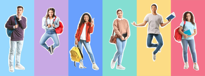 Montage de jeunes étudiants pour la communication du "Point Info Jeunes".